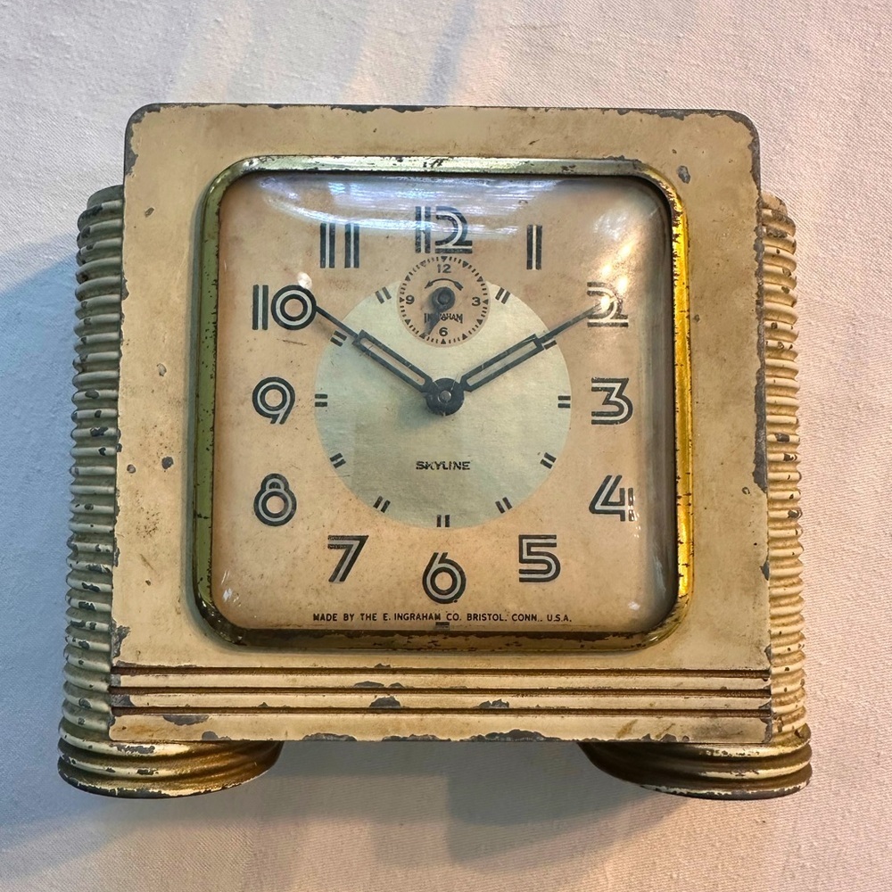 E Ingraham "Skyline" Wind Up Art Deco Clock Made Between 1911-1940